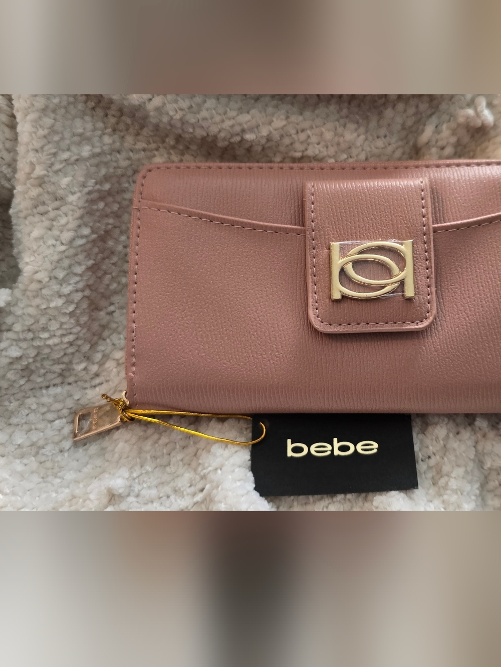 Bebe Pink Blush Wallet with Gold Hardware
